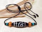 Sherpa  Halskette � 2 Augen DZI Perle � Tibetische Gl&uuml;cksperle � Achat � NEPAL #60