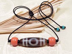 Sherpa Halskette - DZI Perle - Himmel und Erde - Achat - Tibetische Gl&uuml;cksperle - Nepal 