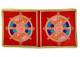Tibetische Brokatdecke - Rad der Lehre Dharma Chakra - rot - Buddhismus - Nepal