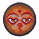 Gestickter Aufn�her - Patch - allsehende Augen Buddhas - braun - Nepal
