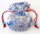 Schmuckbeutel aus Brokat - Tibet Style - weiss blau - Gr. S - Nepal