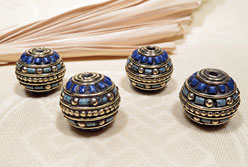 Tibetische K�nstler Perle - Delek - Lapislazuli und T�rkis - Handarbeit - Nepal