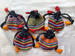 5 Schmuck-Beutel - 100% Baumwolle - Geschenkbeutel Gr. S - Handarbeit - Nepal