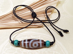 Sherpa  Halskette � 2 Augen DZI Perle � Tibetische Gl�cksperle � Achat � NEPAL #81