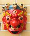 HOLZ Maske Mahakala - der Beschützer - Handgeschnitzt - rot - NEPAL 
