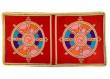Tibetische Brokatdecke - Rad der Lehre Dharma Chakra - rot - Buddhismus - Nepal