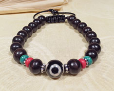Tibet Armband - DZI Perle - Türkis Koralle Rosenholz - Sherpa Style