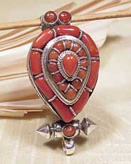 Tibet MEDAILLON - Box Anhänger - 925er Sterling Silber - Koralle - Karma Arts - NEPAL