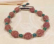 Armband Rudraksha - Türkis Perlen - Goldspacer - Shivas Träne