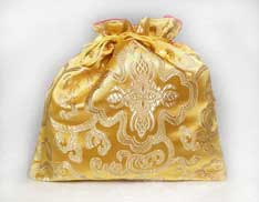 Beutel aus Brokat – Geschenkverpackung – Schmucktasche – gelb - Nepal
