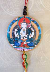 Tür - Fenster - Auto Anhänger - Buddha Chenrezig mit Mantra und Dorje - Bhutan - Nepal