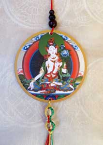 Tür - Fenster - Auto Anhänger - Weisse Tara mit Mantra und Dorje - Bhutan - Nepal