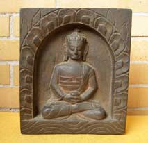 BUDDHA Amitabha im Holzschrein - handgeschnizt - Bild - Nepal