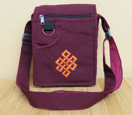 Tibetische Schulter-Tasche - gestickter Endloser Knoten - Umhängetasche - Nepal